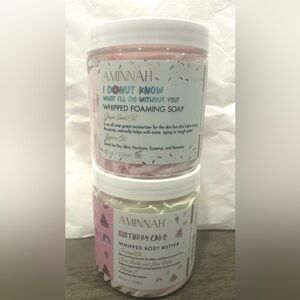 Aminnah Whipped Foaming Soap 8 Fl.oz & Body Butter Bundle Set (Free Gift add)